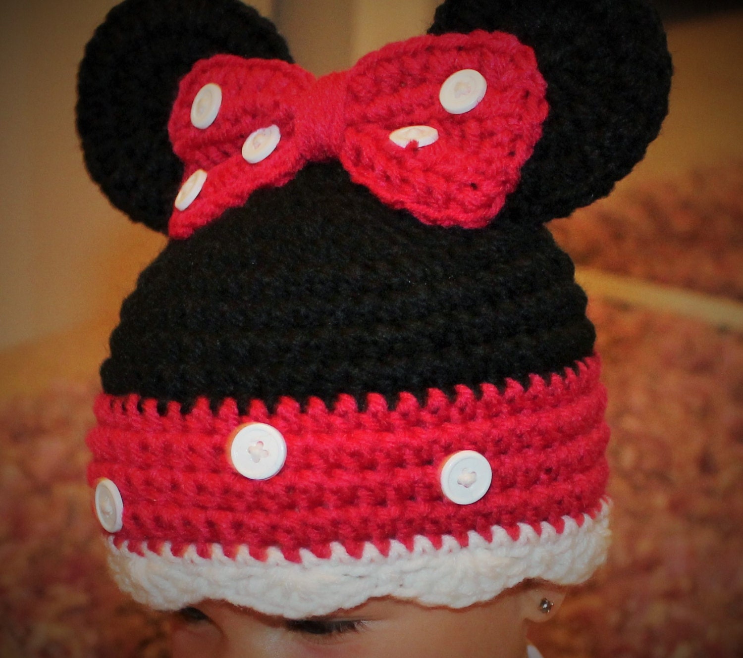 PERSONALIZED Minnie Mouse Hat Handmade to Order Newborn to