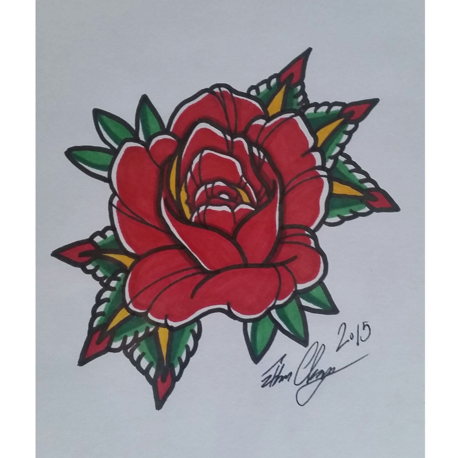 Original Sharpie Rose by InkByEC on Etsy