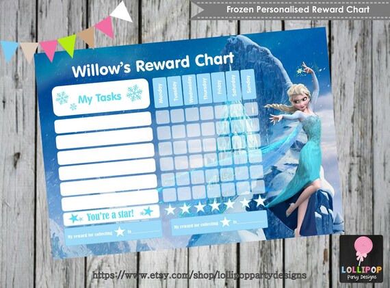 Frozen Personalised Reward Chart by LollipopPartyDesigns on Etsy