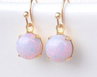 Pink opal earrings | Etsy
