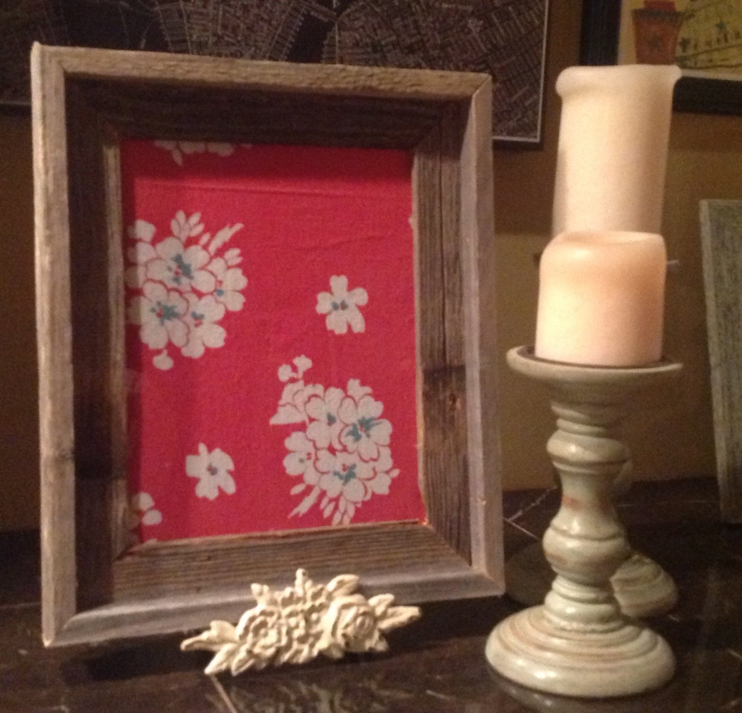 Frame Vintage Linen Fabric Barnwood Frame 8x10 vintage by MESHxoxo