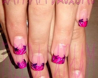 Items similar to Handpainted Pink Camo French Tips-Full Nail Tips on Etsy