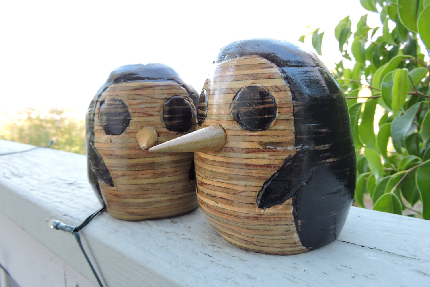 Gunter Wood penguin piggy bank hand crafted layered wood