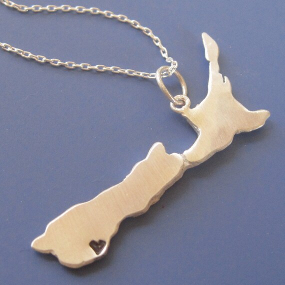 Custom New Zealand Map Necklace