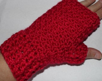 Ruby Red Fingerless Mitts Mittens Gloves Crochet Pattern Caron Simply Soft Intermediate