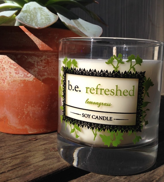 vegan wax candles for Refreshing Oils, Essential Vegan Lemongrass, Soy Handmade Candle,