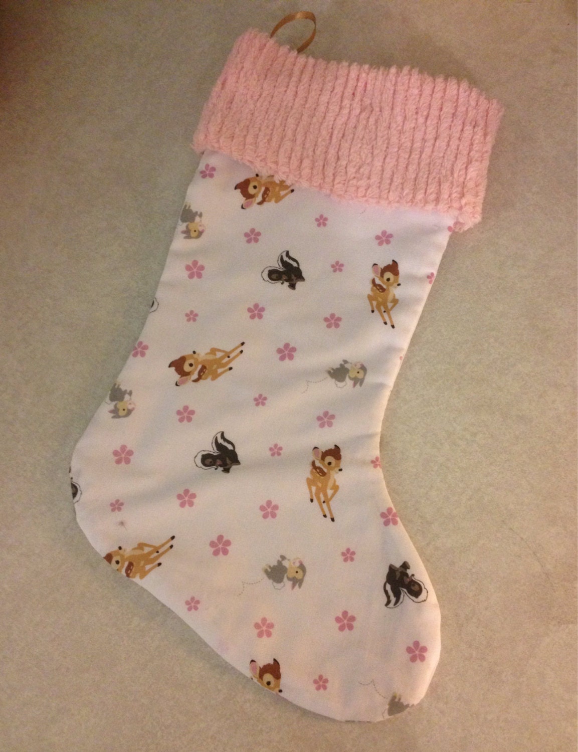 Disney Bambi Thumper and Flower and Chenille Handmade Christmas Stocking with FREE US SHIPPING