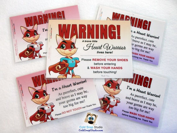 HEART WARRIOR, CHD Awareness Bundle Gift Pack: Child Hero - Remove Your Shoes, Do Not Touch Me and Wash Your Hands Car Seat Signs for Girls