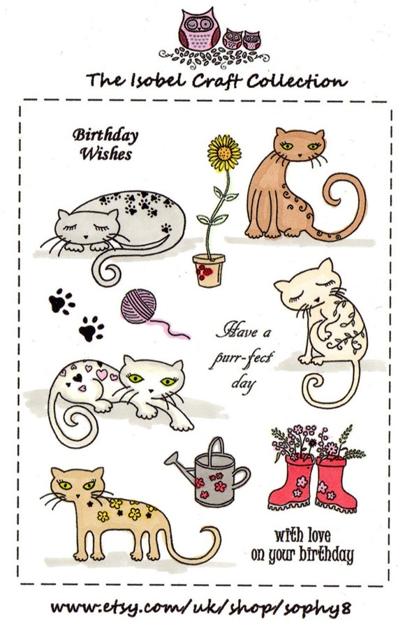 A6 set of photo-polymer clear stamps - CAT DESIGN