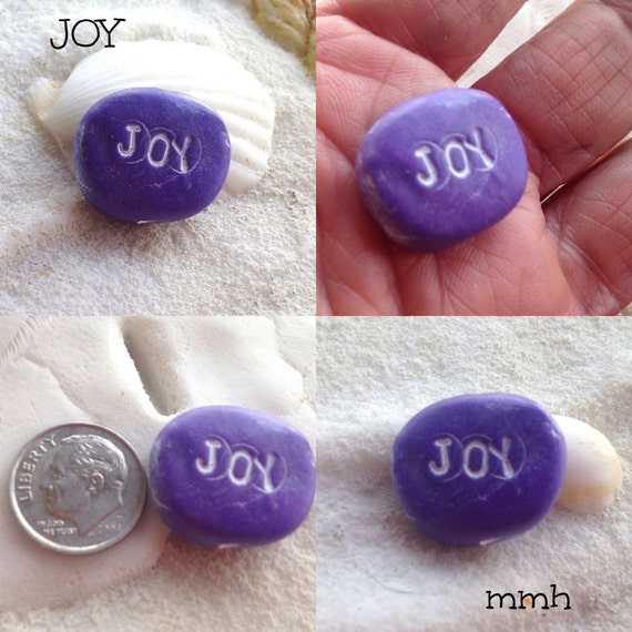 Items similar to Handmade Polymer Clay Word Bead Joy on Etsy