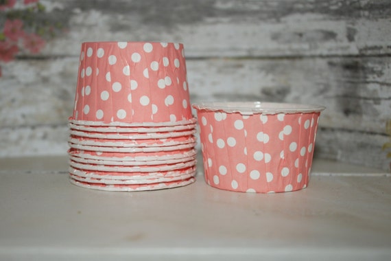 12 Pink Nut Cups, baking cups, candy cups, polka dots, pink, white Il_570xn