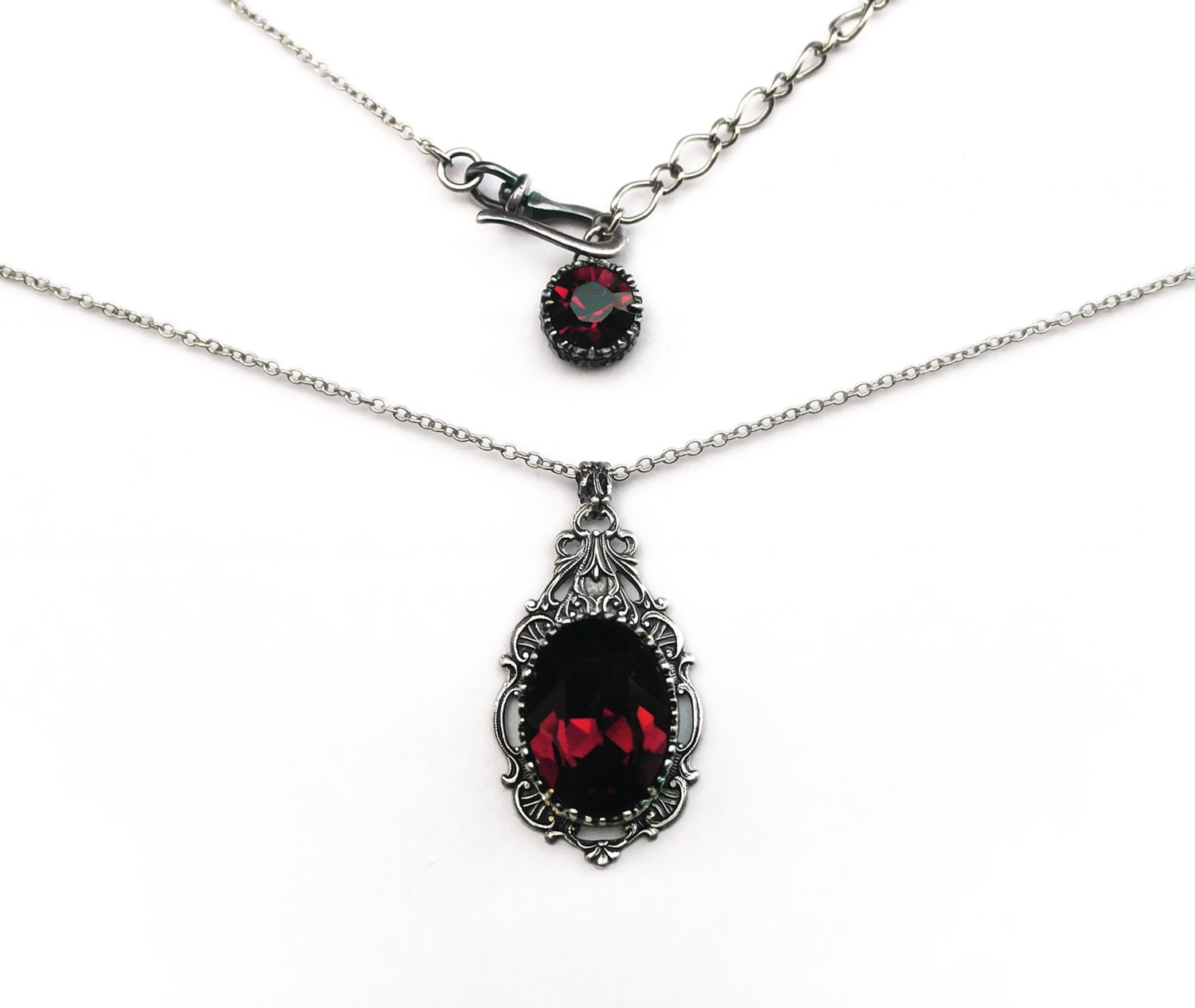 Burgundy Necklace Gothic Jewelry victorian Gothic Necklace