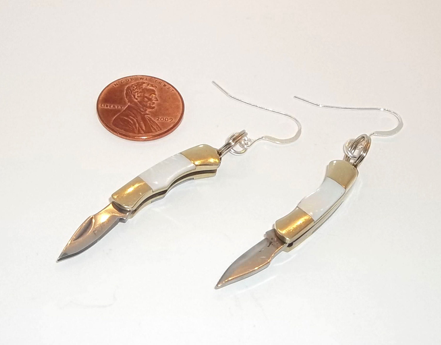 Knife earrings tiny folding 3. jewelry fae by WeepingGrove