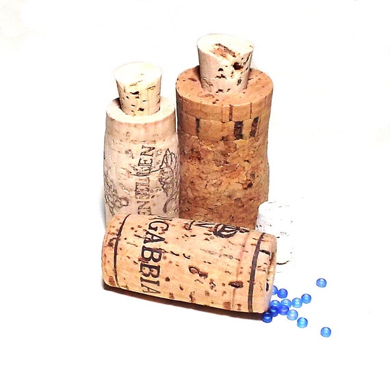 Wine Cork Jar Recycled Containers Set of 3 Bottles Vials