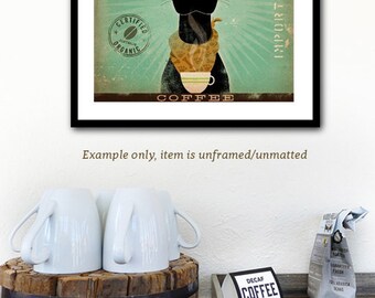 Black Dog Coffee black labrador original graphic illustration giclee archival print by stephen fowler Pick A Size