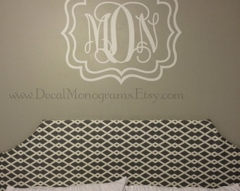 Modern Rectangle Frame with Monogram Vinyl Wall Decal