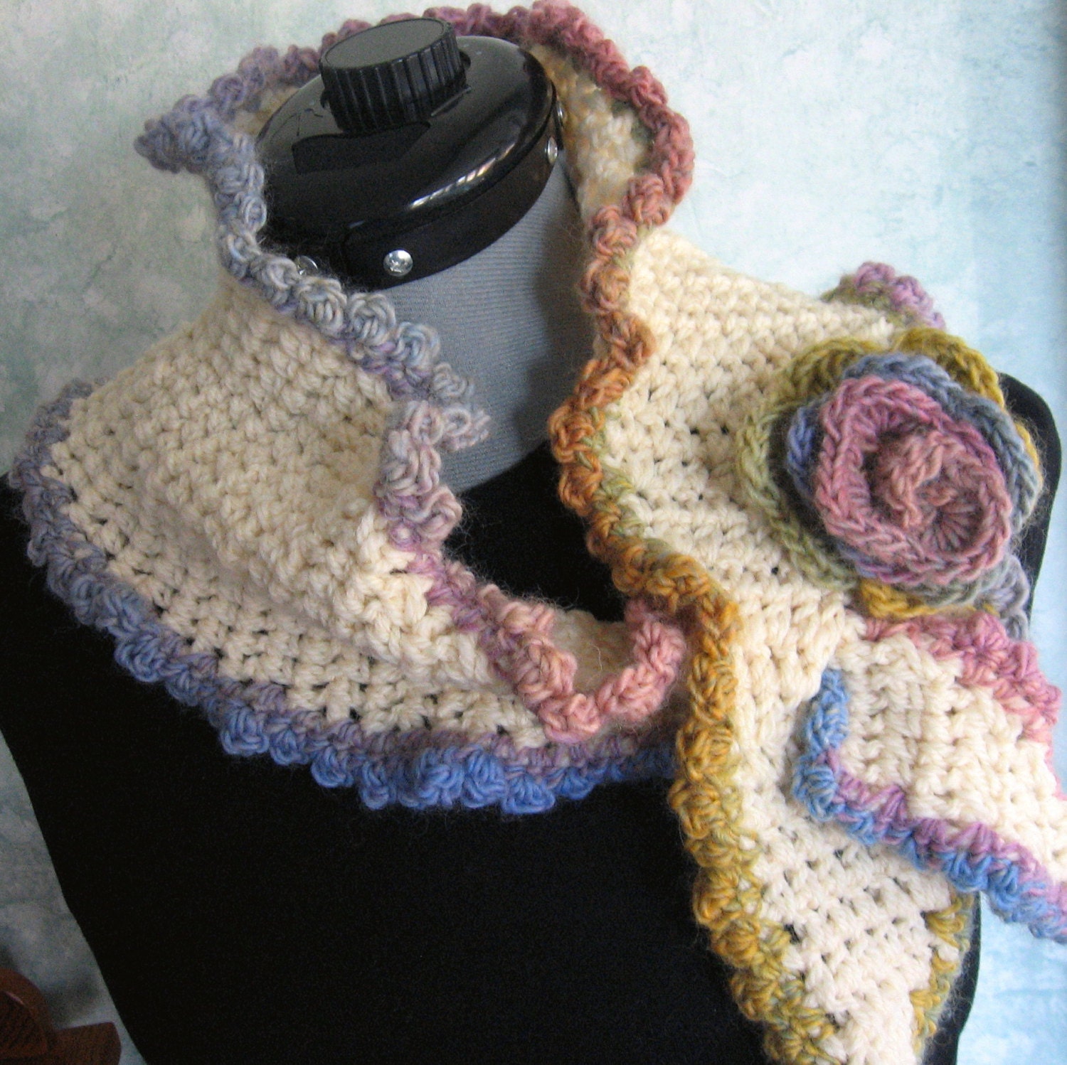 keyhole easy scarf pattern crochet Crochet Pattern kalliedesigns Keyhole Closure Flower by Scarf With