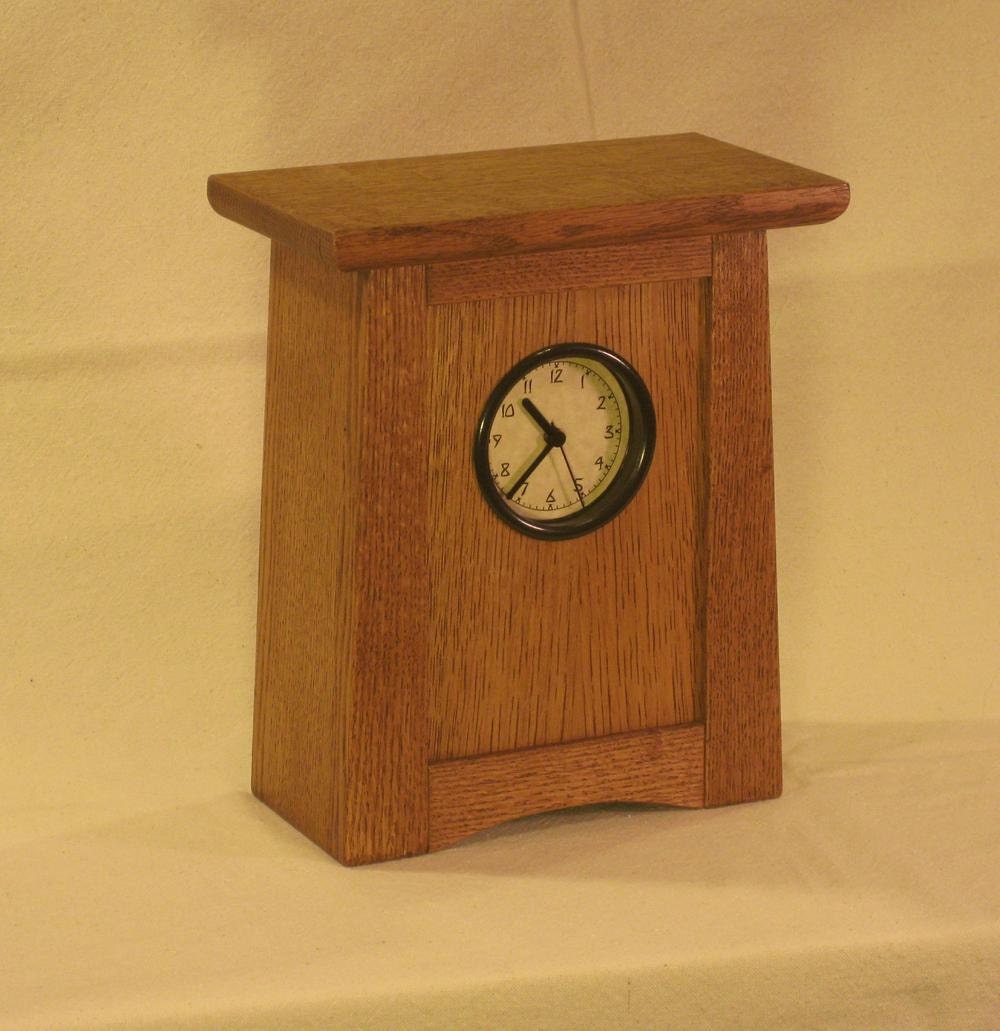 Arts & Crafts Mission Style Clock Quarter Sawn White Oak