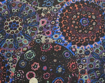 Kaffe Fassett MILLEFIORE Dark Colors Black Purple Blue GP92 Quilt Fabric - by the Yard, Half Yard, or Fat Quarter Fq