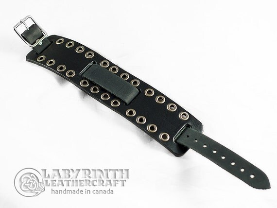 Leather Watch Strap, Leather Watch Band, Black Watch Cuff, Men's Watch ...
