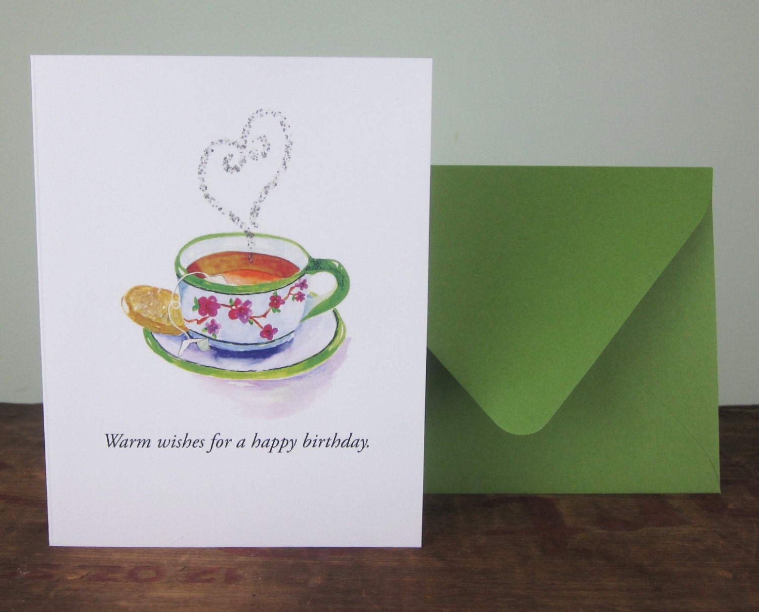 Cup Of Tea Birthday Card Tea Lovers Watercolor Greeting Card