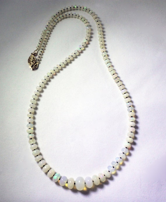 Real Opal Strand Gemstone Necklace October Birthstone Opal
