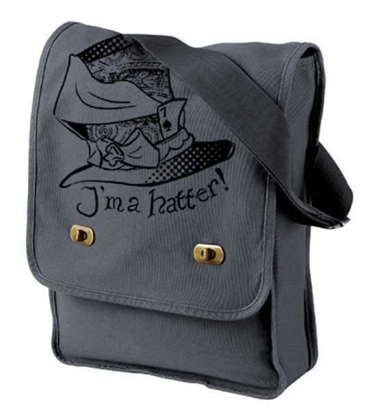 Hatter Messenger Bag steampunk field bag pastel goth creepy cute I'm a Hatter! school bag gothic fantasy wonderland bag crossbody by gesshokudesigns steampunk buy now online