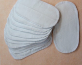 16 White Wingleszs Pad Set -100% Cotton pads, white Panty liners - 6" cloth panty liner pads, cloth menstrual pads, cloth pads