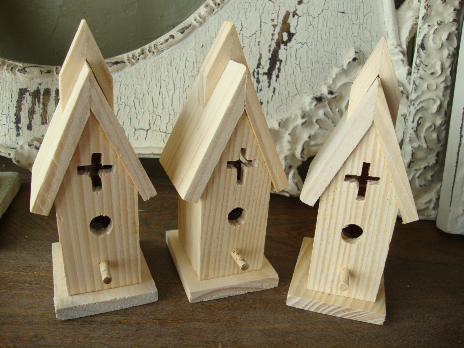 Wood birdhouse unfinished wooden 6 house craft supplies