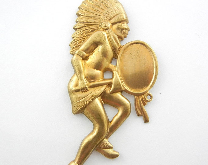 Vintage Brass Indian Warrior Cameo Holder Brass Stamping
