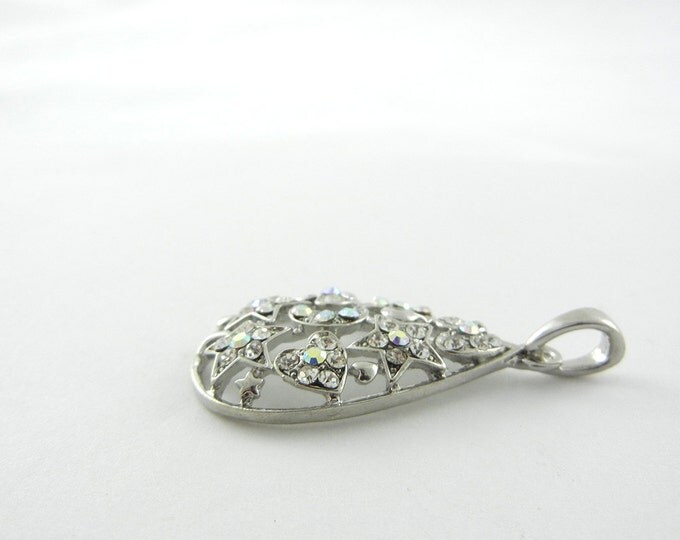 Aurora Borealis Rhinestone Celestial Themed Teardrop Pendant