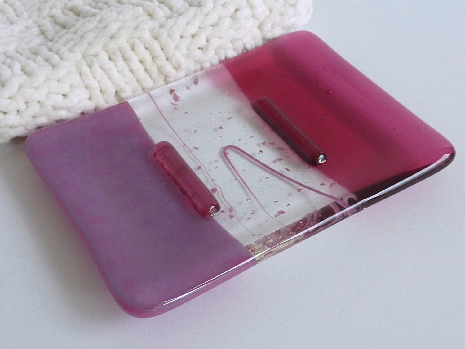 Fused Glass Soap Dish in Pink
