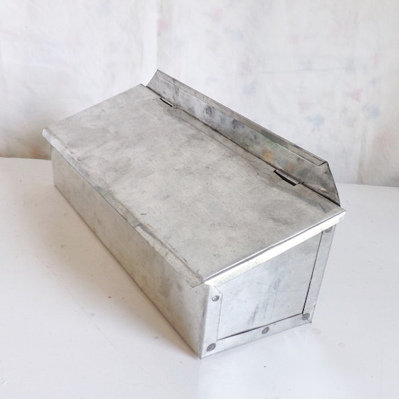 Vintage metal box with hinged lid industrial diner by trendybindi