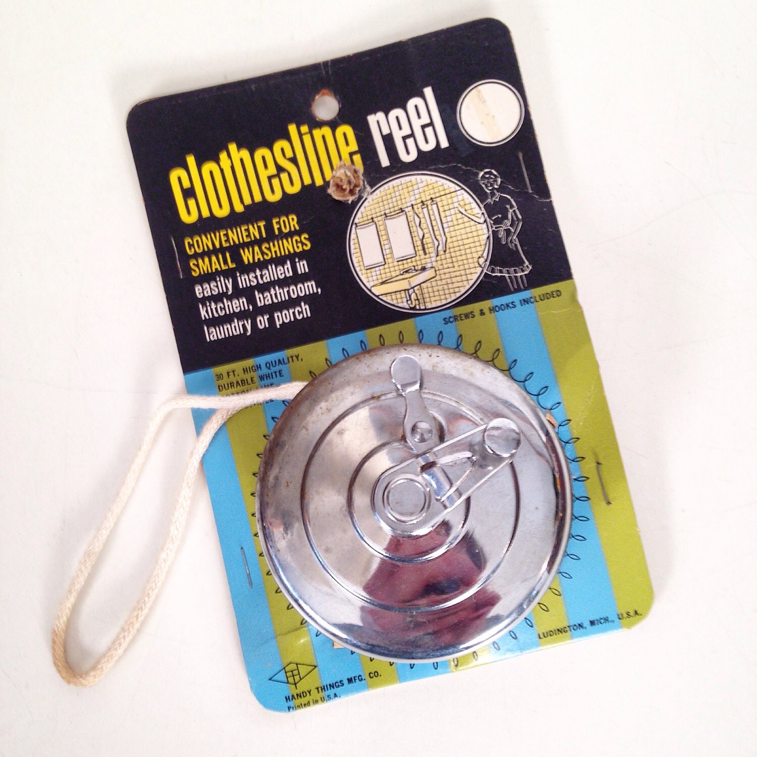 vintage clothesline reel indoor outdoor portable travel