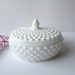 Vintage Fenton Milk Glass Hobnail Low Candy Jar