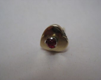 Heart Red Gold Tie Tack Rhinestone Lapel Pin Vintage Anson