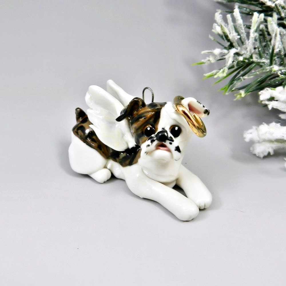 English Bulldog Angel Brindle Christmas Ornament by ...