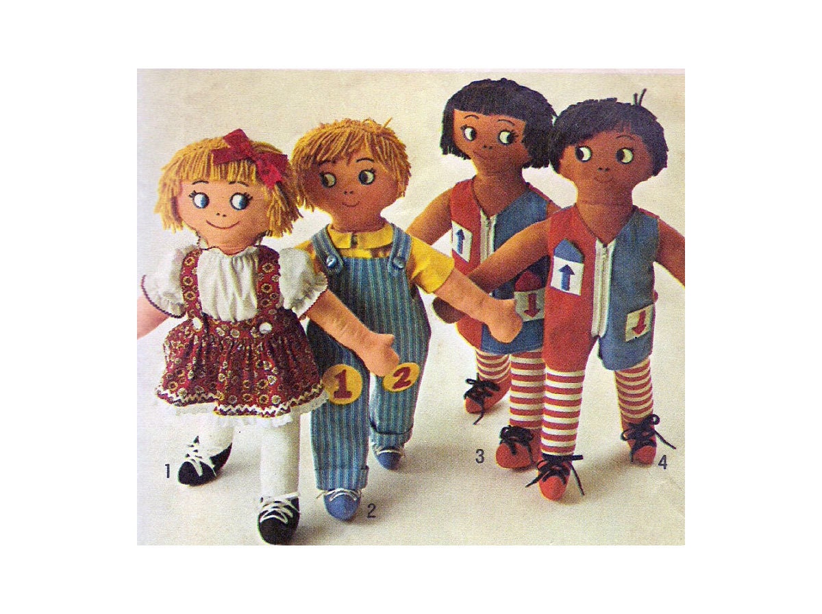 Vintage Learning Dolls Pattern Tie Zip Button by allsfairyvintage