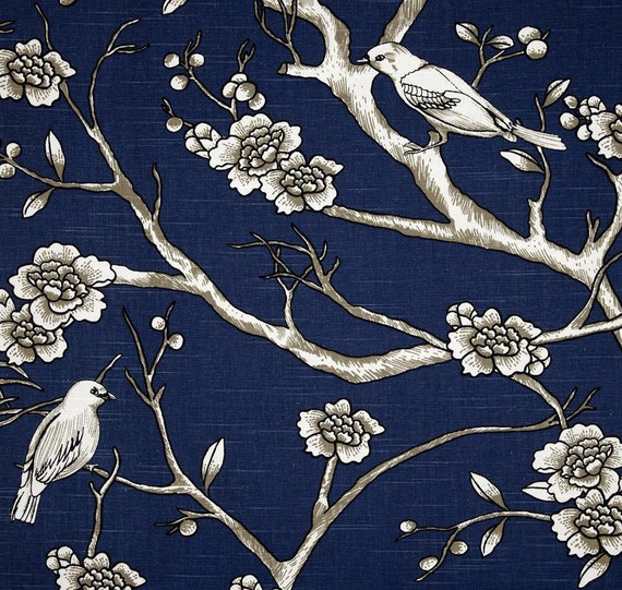 Navy Blue Curtains Custom Bird Theme Curtain by ...