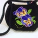 Felted Purse, felted handbag, Pansies, black handbag