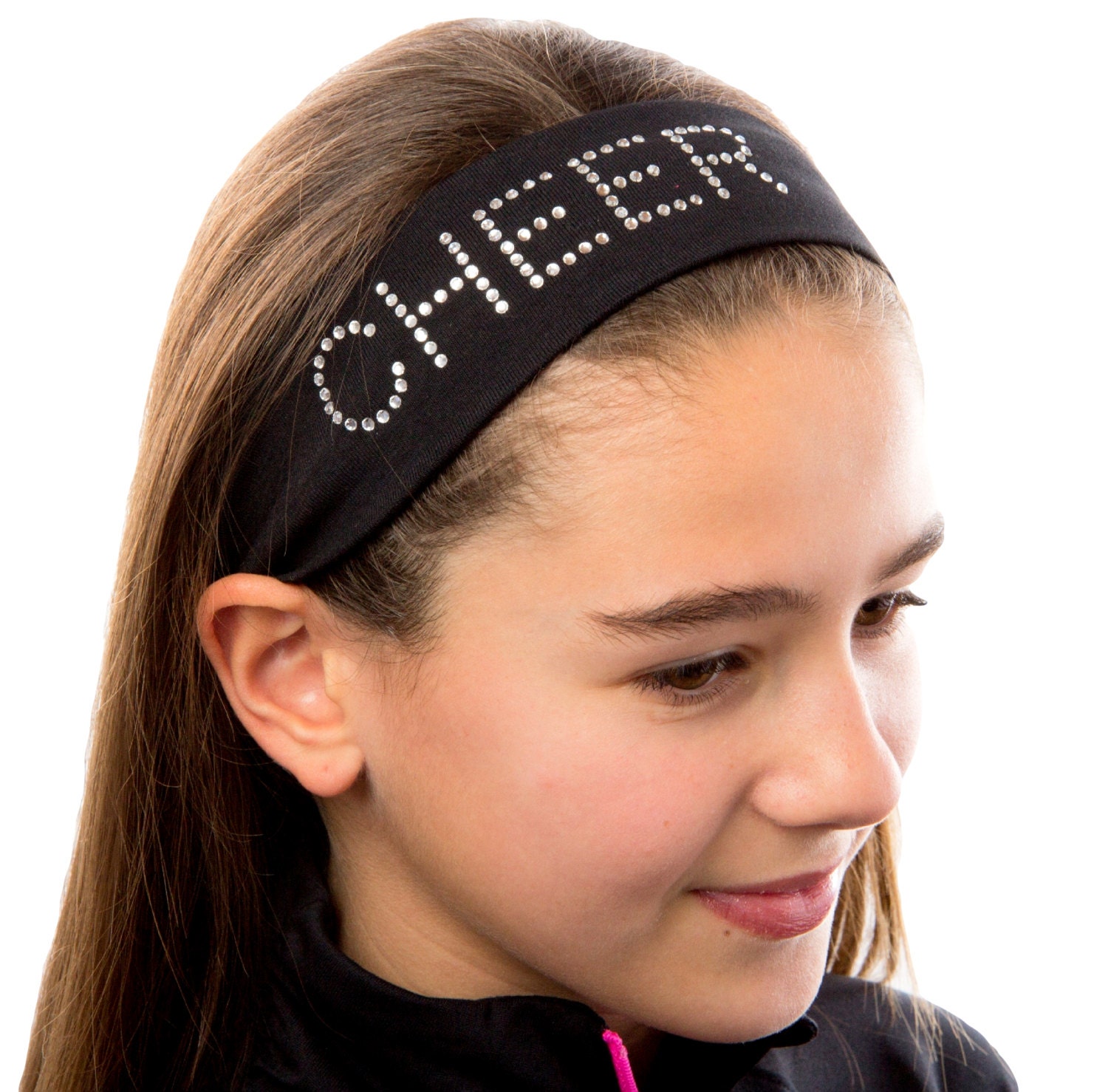 CHEER Rhinestone Studded Cotton Stretch Cheerleading Headband