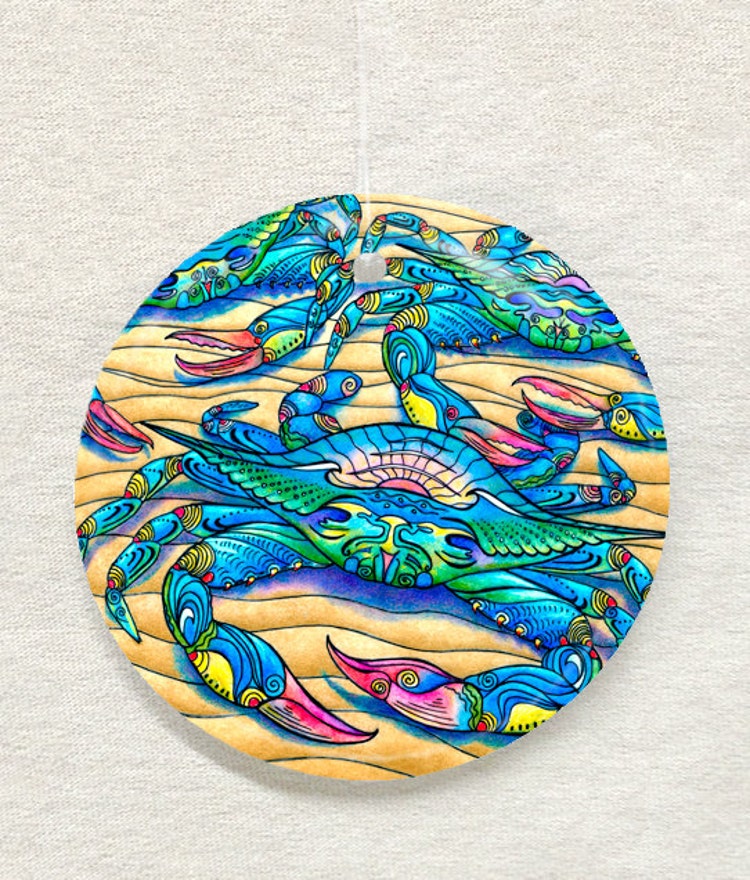Blue Crab Glass Ornament & Suncatcher Crab Art by stephaniekiker