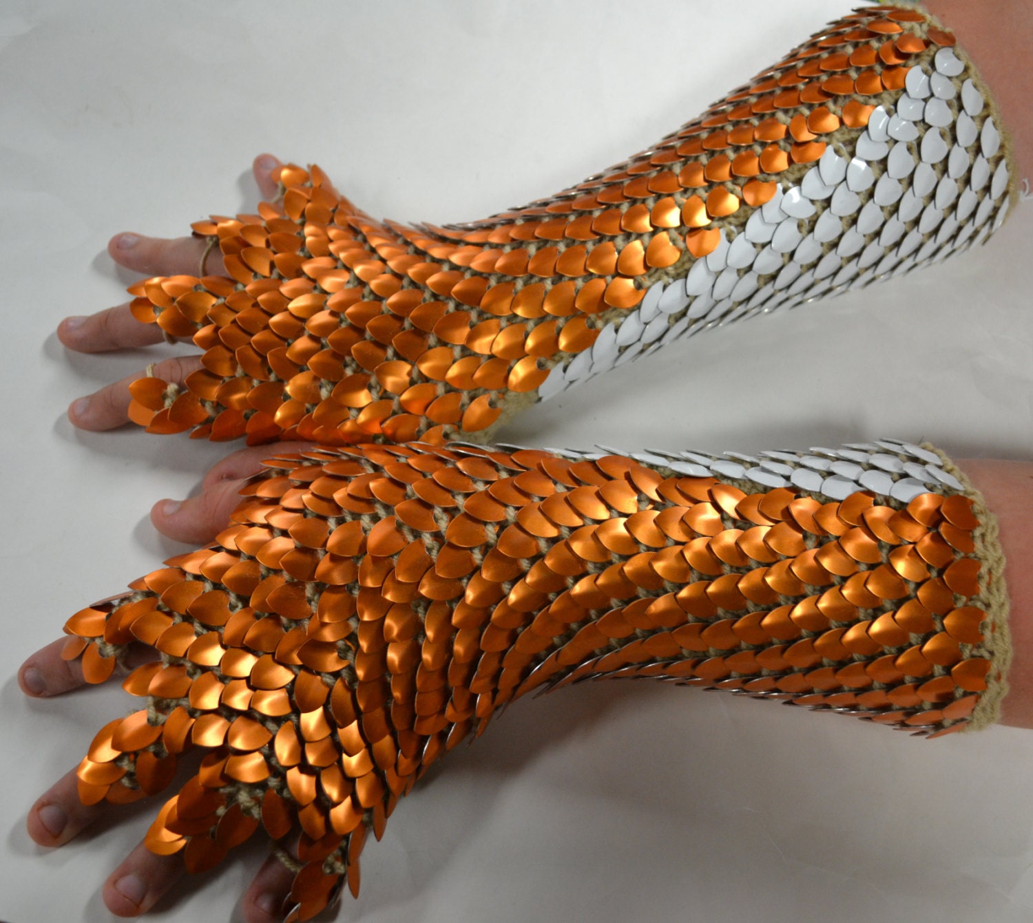 Dragonhide Scale armor gauntlets with half fingers Custom made