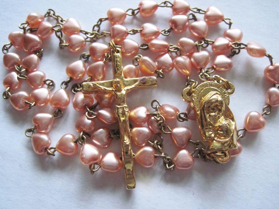 Italian Pink Rosary Beads Necklace main image 1