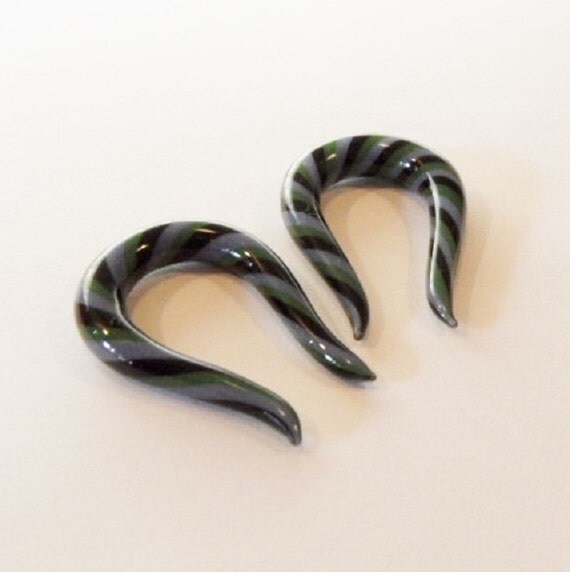 Glass gauges 4g black gray green size 4 gauge