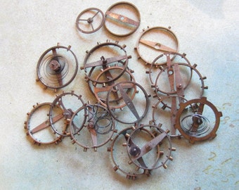 Vintage WATCH PARTS gears - Steampunk parts - t5 Listing is for all the watch parts seen in photos