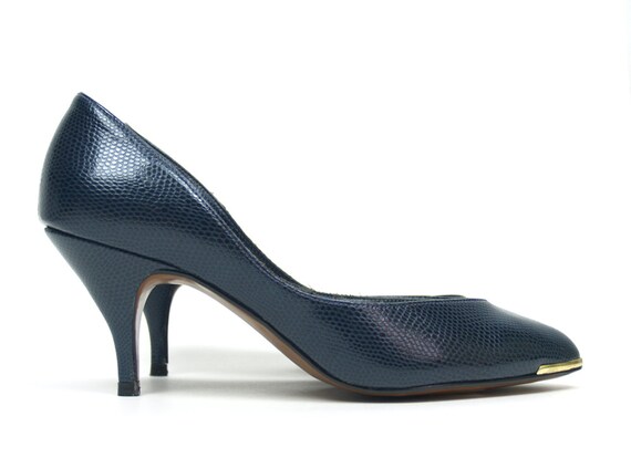 navy croc heels