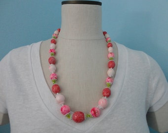 VINTAGE pink and red CORO NECKLACE