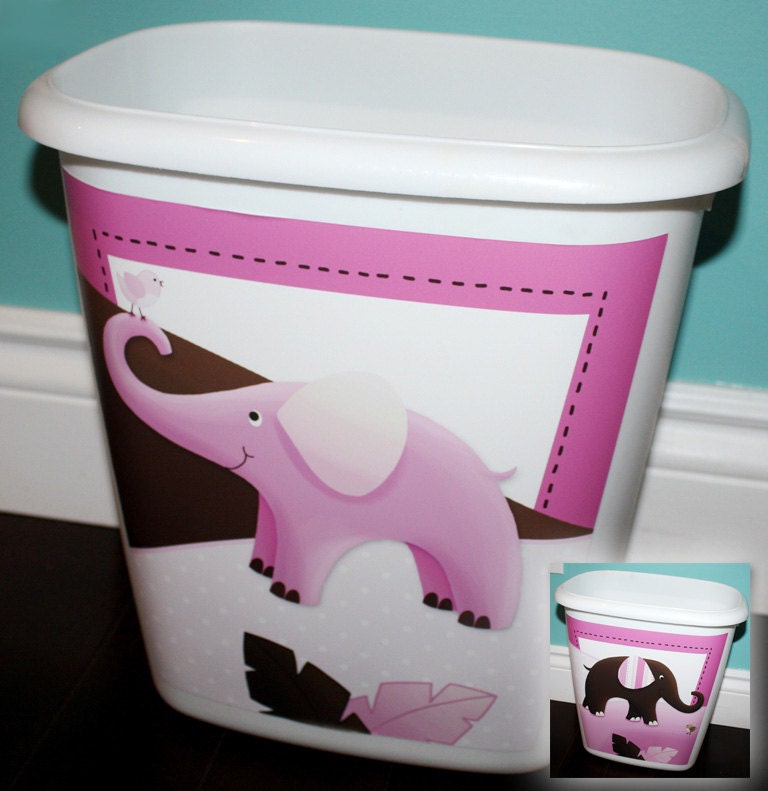 SALE Pink Elephant TRASH CAN Garbage Container Kids by ToadAndLily