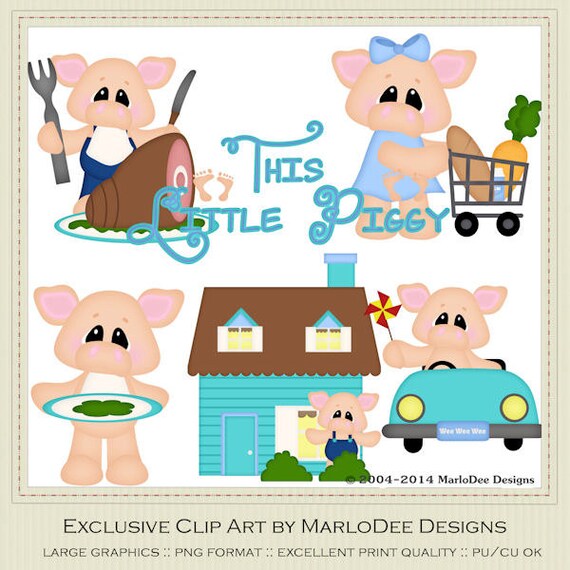 This Little Piggy Pig Nursery Rhyme Clip Art by ClipArtAndDesigns